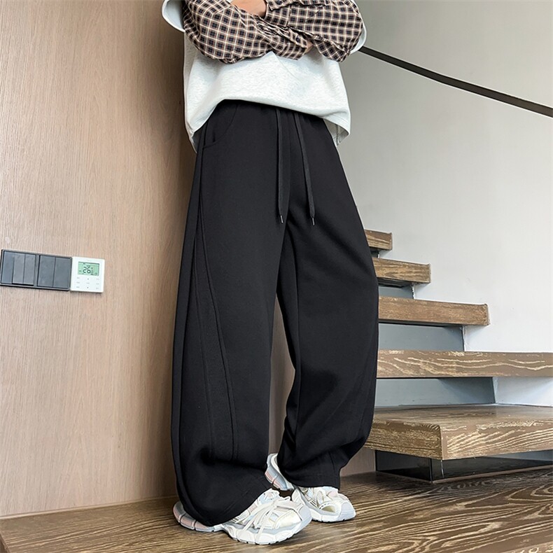 K25101批45控68秋季美式弯刀裤罗纹拼接休闲裤百搭长裤子男裤,男装休闲裤,电商D229A
