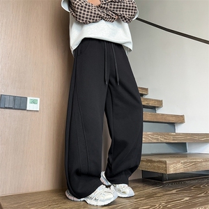 K25101批45控68  秋季美式弯刀裤罗纹拼接休闲裤百搭长裤子男裤图片