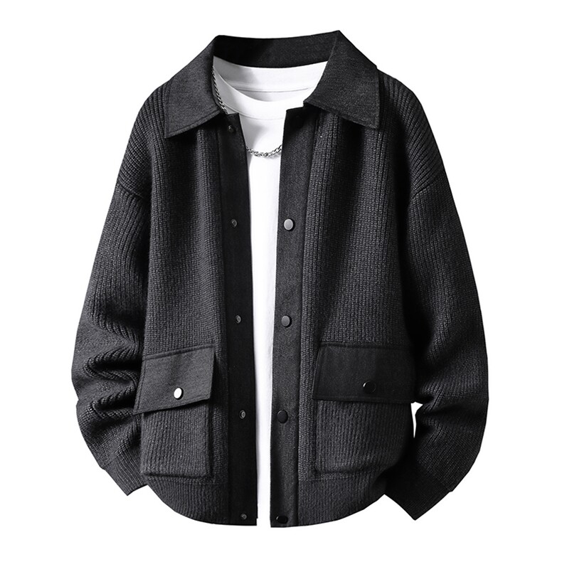 【抖音得物】2025秋季时尚毛衣针织开衫翻领男士宽松长袖，男装针织衫/毛衣，电商A113