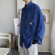 秋冬灯芯绒衬衫夹克外套男女情侣港风日系宽松百搭潮H202/P45，男装夹克，钱塘713