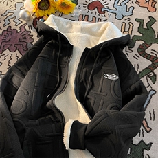 冬季加厚羊羔毛衣男袄外套港风宽松百搭连帽服W6605-P55，男装棉衣，星座512-3