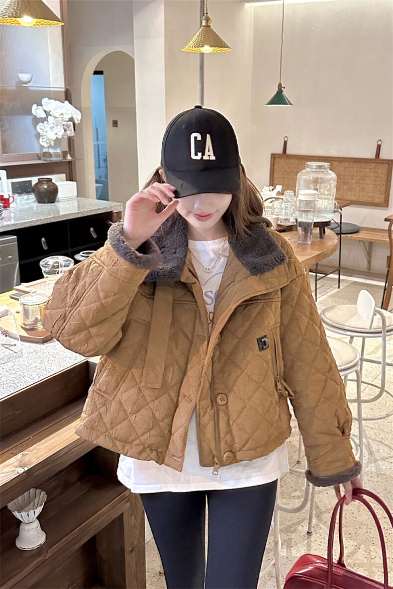 大货已出！小个子短款羊羔毛菱格棉衣外套2c276-M2427-P165-K240,女装棉衣/棉服,2C276