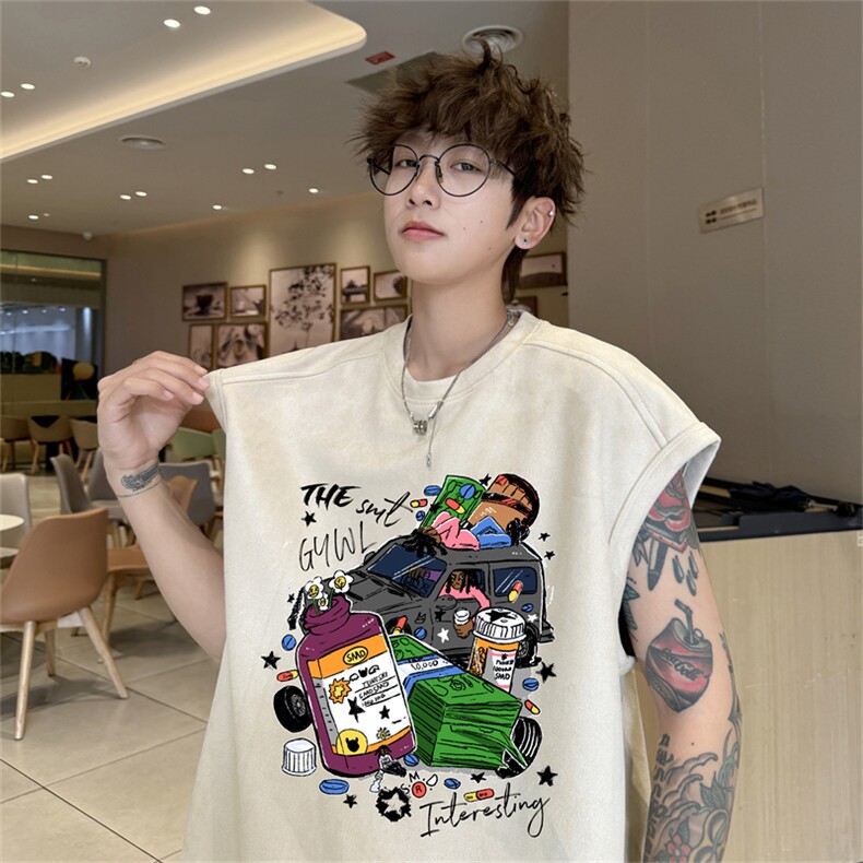 麂皮绒背心坎肩男T恤美式港风潮JB459-特P19控38,男装背心/马甲,电商B370