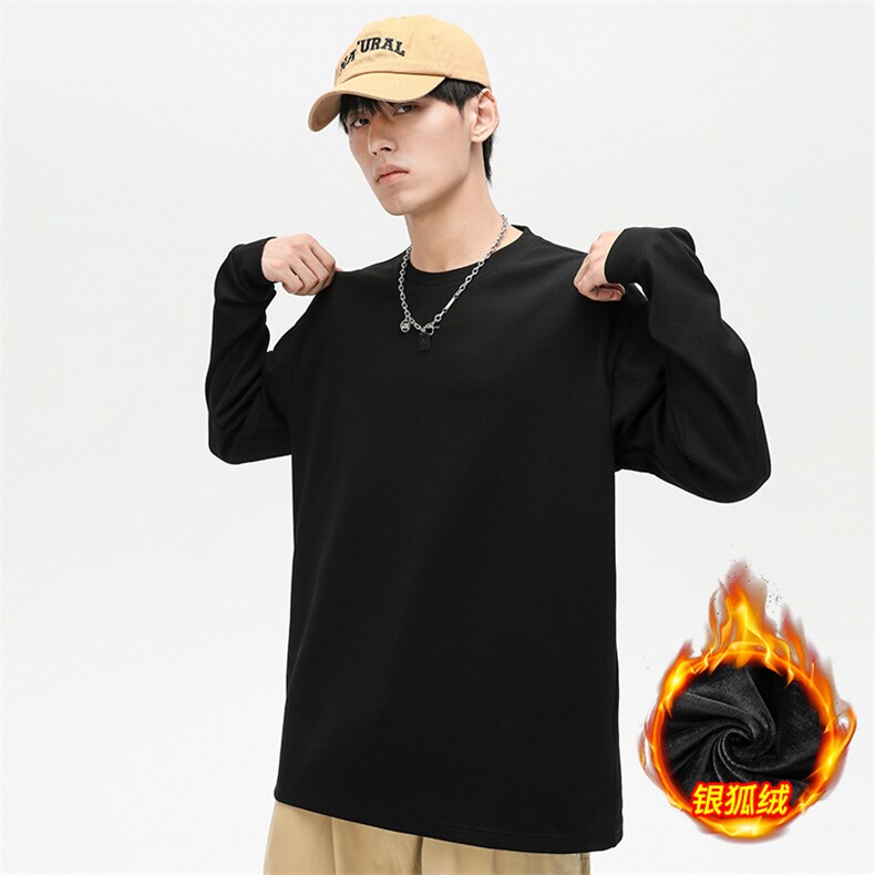 新款加绒加厚纯色潮流韩版宽松圆领休闲卫衣EY-3658JR-P50,男装卫衣,电商B306