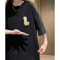 中性夏季毛巾绣羊驼卡通圆领宽松半袖T恤女短袖潮D289P25控39，男装T恤，电商A335-1（原A458）