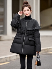 BAO款主推，现货荷叶边拼接短款羽绒服女2025冬季新款保暖外套，女装羽绒服，仟媚宠