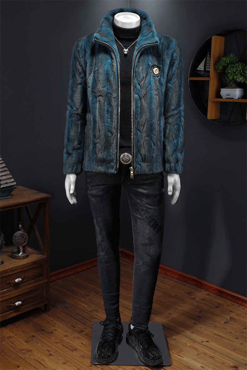 2025新款冬季金貂绒皮草加厚皮毛一体立领外套男货号89036P330，男装夹克，钱塘6036（原3026）