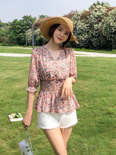 百搭花色收腰美上衣，女装，百变诱惑