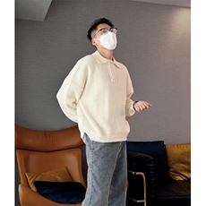 秋冬新款高级感短款polo翻领毛衣男装保暖宽松针织衫MZ38，男装针织衫/毛衣，星座1116A（原606A-3）