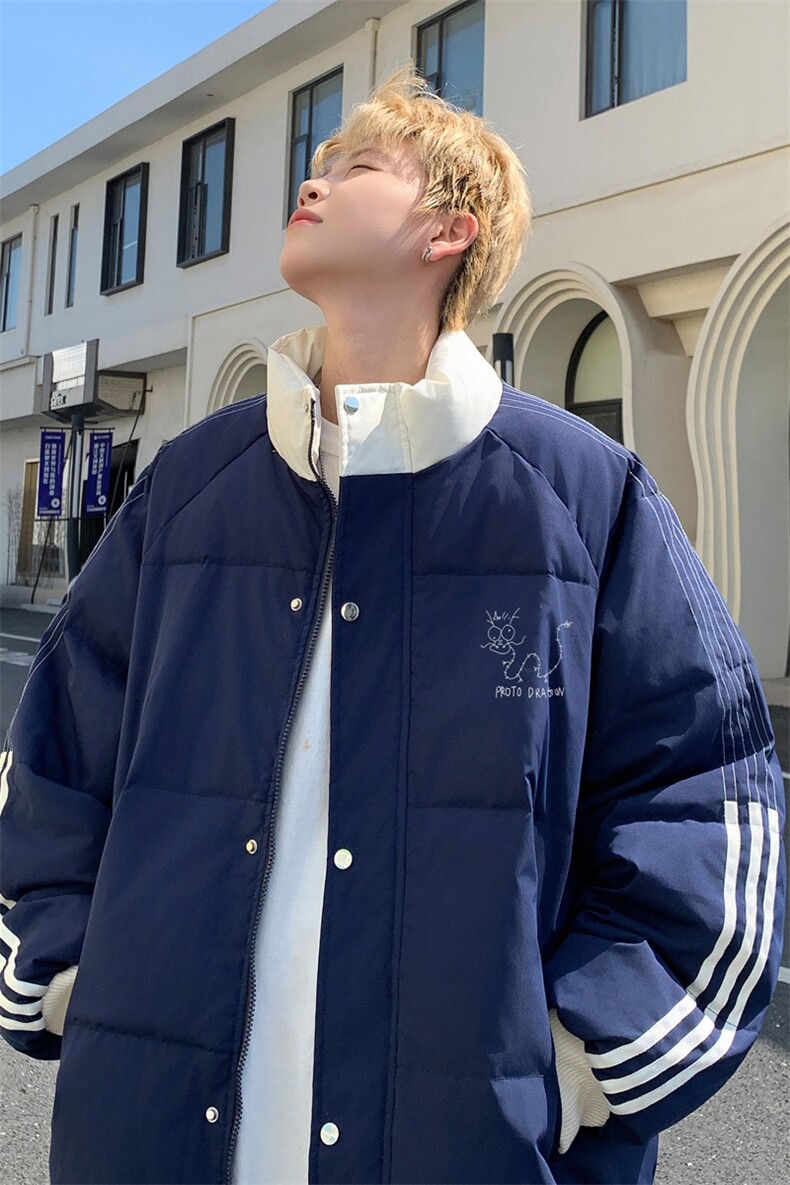 ！2025秋冬男士潮牌立领棉衣情侣卡通印花棉服外套MY203特P80,男装棉衣,电商B220