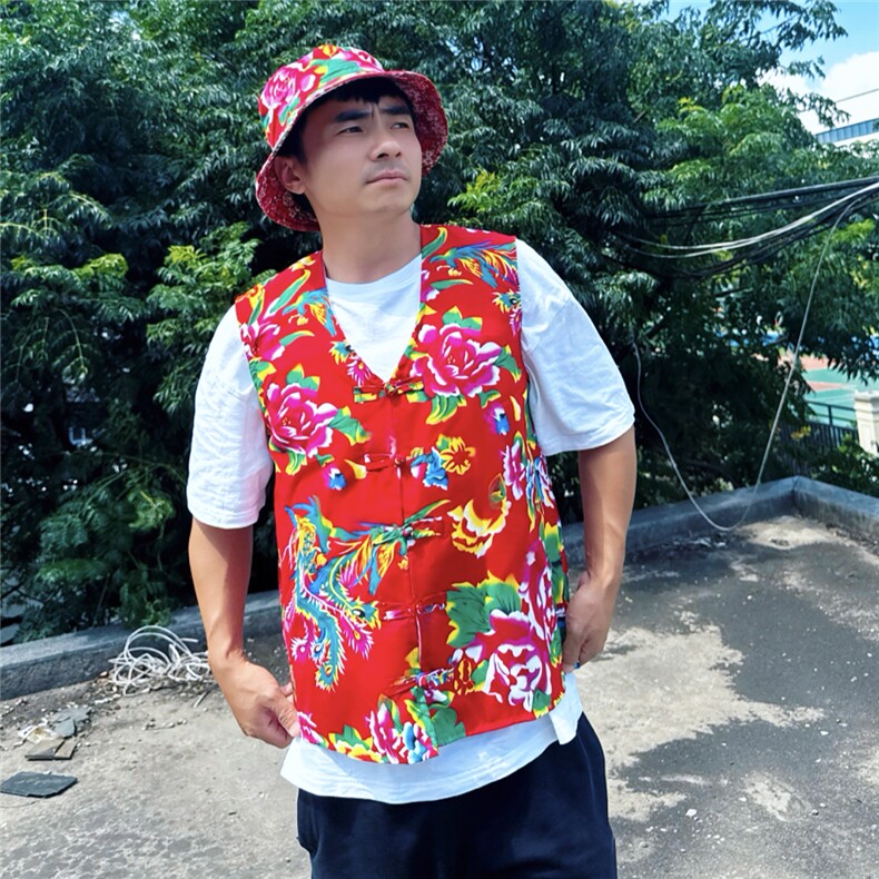 MJ02男女休闲大码盘扣风马甲外套情侣装结婚喜庆团队服新中式图片