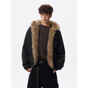 8XL-M 复古双面加厚毛绒皮草短款工装派克服外套MY1707P158控188图片