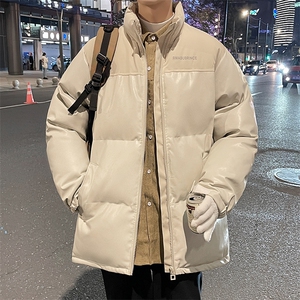 冬季加厚立领棉衣男拼接棉服潮流休闲皮棉袄青年A266-P01-P80图片