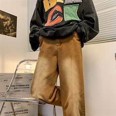 美式vibe裤子ins高街潮黑灰色牛仔裤男宽松直筒G3086P45，男装牛仔裤，星座1116-2