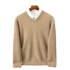 时尚百搭V领羊绒开衫男高级质感商务休闲毛衣优雅绅士必备，男装羊绒开衫，吉高羊绒