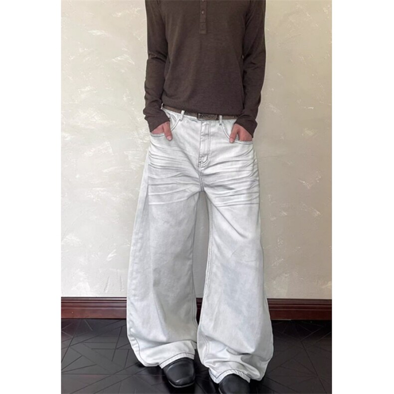 水洗cleanfit牛仔裤男女春秋情侣宽松休闲直筒阔腿长裤子N1359,男装牛仔裤,星座1116A（原606A-3）