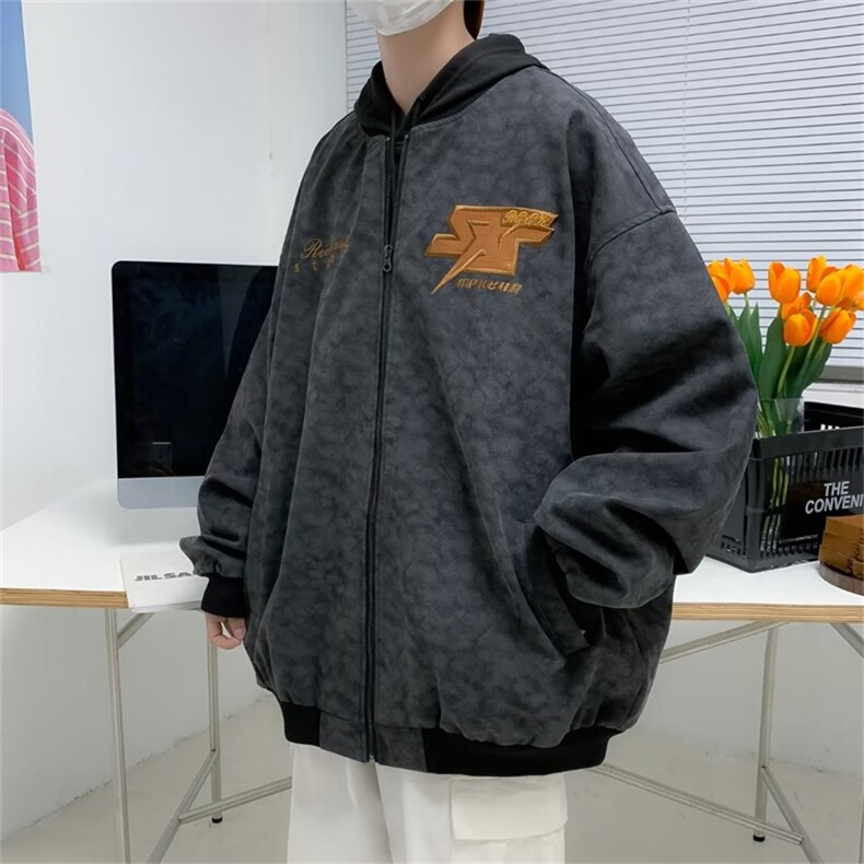 五角星设计感潮飞行员教练夹克新款美式复古宽松外套男W3731-P78,男装夹克,星座512-2