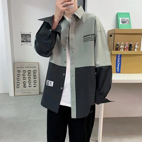 长袖衬衫春款男港风潮流C2117P40,男装衬衫,星座1116-2