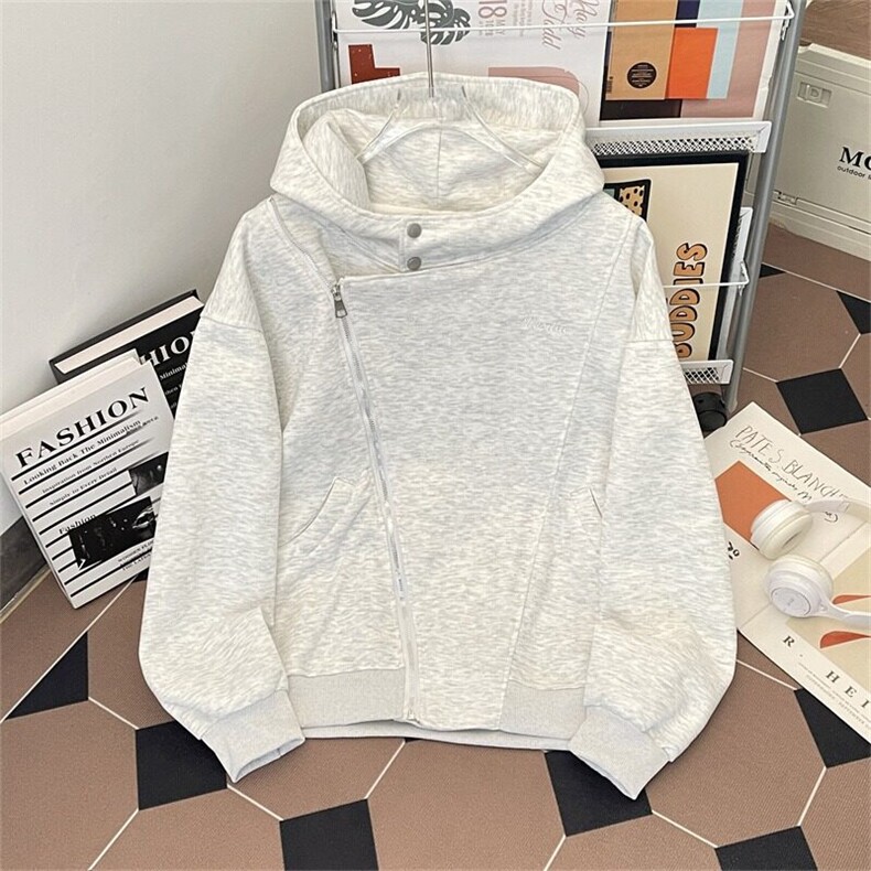 美式双拉链开衫卫衣男春季不规则设计感连帽外套HY185P75，男装卫衣，星座1116-2