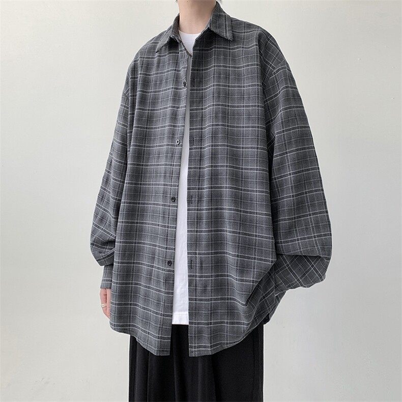 已出货宽松格子衬衫男KD628-P30,男装衬衫,电商D312-1