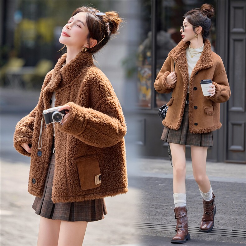 2025冬季新款~~双面穿皮毛一体,女装棉衣/棉服,意芙