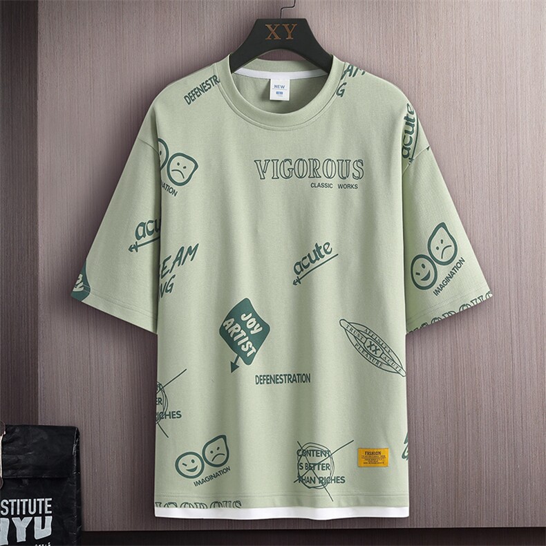 冰氧仿棉短袖木板挂拍体恤休闲百搭趣味印花男上衣TC3156-P25控48,男装T恤,星座717