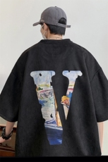 24宽松港风220克油画v印花麂皮绒T恤TJ23116-特P20（抖音不可售），男装T恤，星座508（原C305）