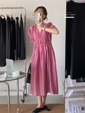 法式方领泡泡袖连衣裙夏季设计感小众温柔高级感初恋茶歇裙子，女装连衣裙，香丽迪1