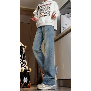 高品质 B221美式ins高街解构宽松微喇牛仔裤 LK24343-P65控88图片