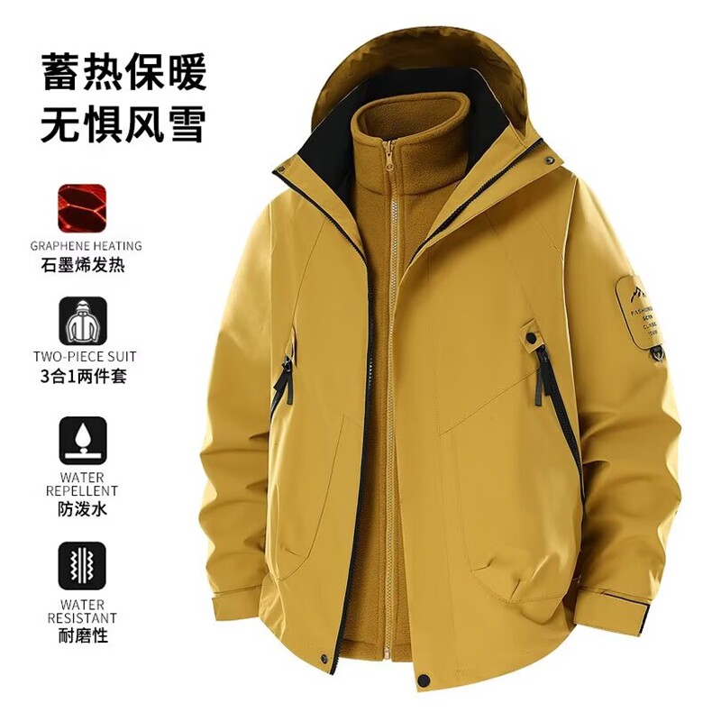 网络图现货 美 式冲锋衣男女款三合一可拆卸工装登山服J2517-P95图片