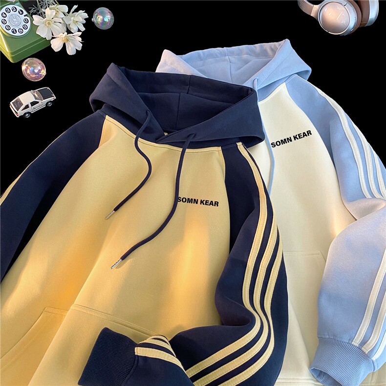 高品质！全棉重磅400克三条杠撞色印花连帽卫衣RH1206p63控98,男装卫衣,星座610B-1