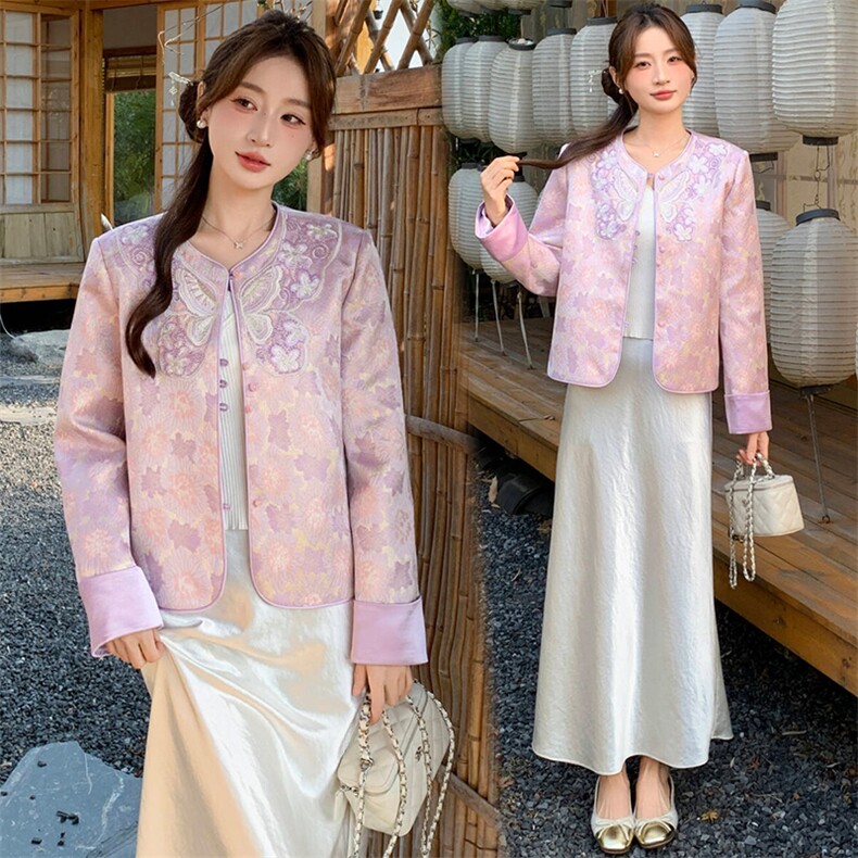 2026年春季新中式高级感g风提花刺绣圆领外套,女装短外套,超帛