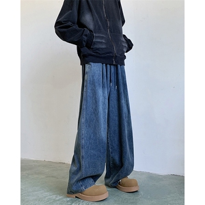 2025秋新款日系阔腿直筒牛仔长裤宽松垂感ins休闲裤现货K8136-P44图片