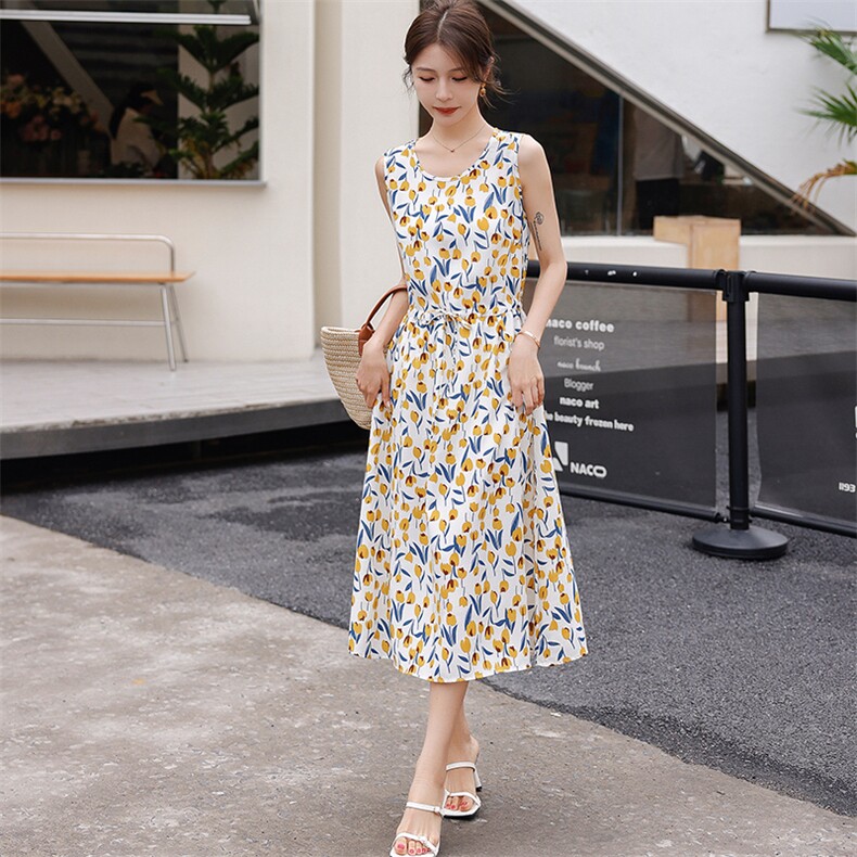 高端棉麻套装裙女夏季2025新款碎花显瘦洋气减龄吊带连衣裙两件套,女装套装/套裙,韩宇舍