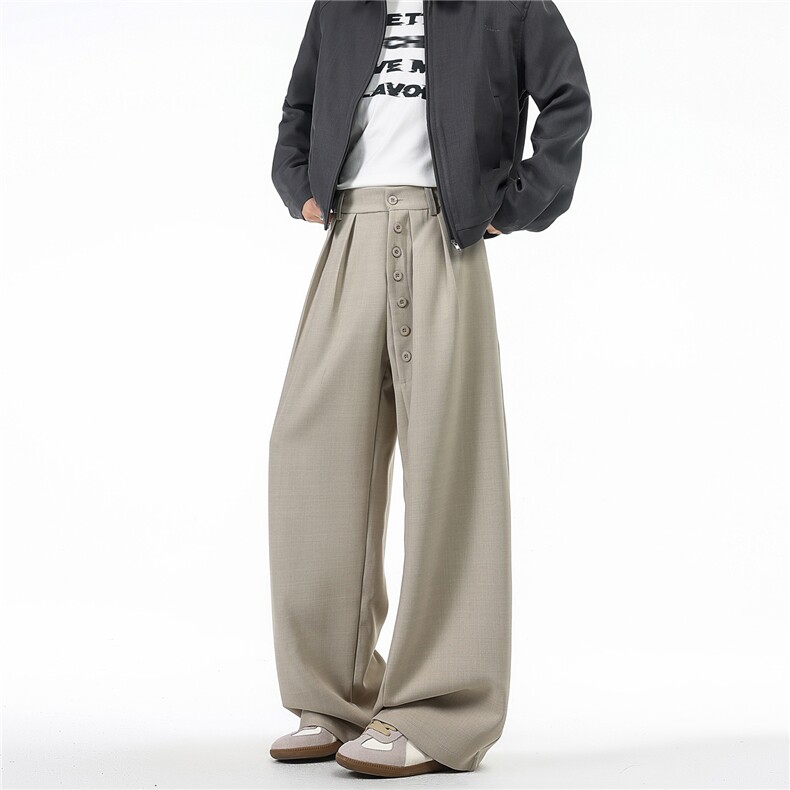 M-8XL排扣西裤大码设计纽扣裤子直筒休闲裤慵懒风阔腿裤KZ1988P55，男装西裤，电商B238