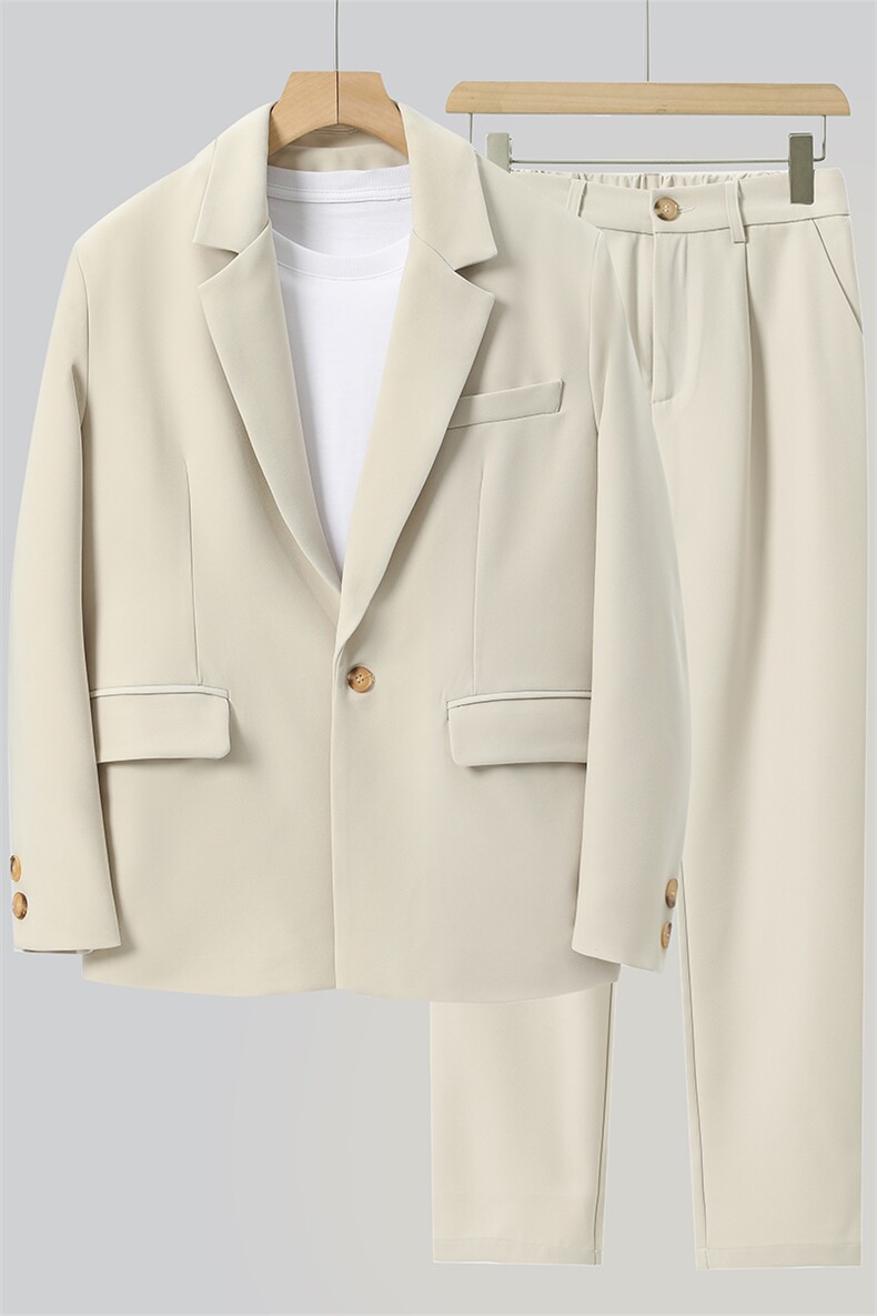 秋季新款男士休闲港风宽松西服套装衣服+裤子整套西装XZ810-P150,男装西服套装,星座505-3
