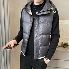 短款连帽羽绒马甲男日系面包服保暖外套马甲背心M508-P120，男装背心/马甲，电商A237