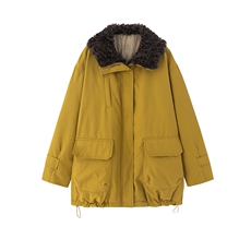 羊羔毛大翻领派克服女2025年冬季白鸭绒加厚保暖外套，女装派克服，贝蕾酷儿