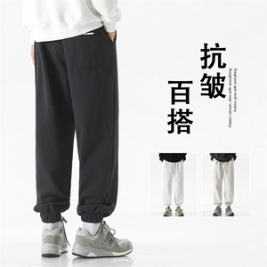 运动休闲裤子男生秋束脚裤宽松潮春秋款卫裤-X1635特批45图片
