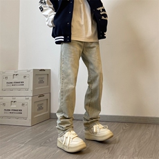 潮牌高街牛仔裤男简约浅色牛仔裤小直脚XZ211-1-K2306-P55，男装牛仔裤，星座211-1