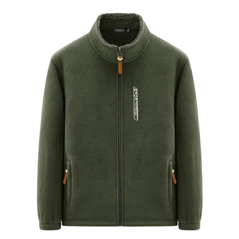 夹克男摇粒绒外套开衫抓绒上衣保暖衣中老年卫衣加绒大码爸爸装厚,男装夹克,电商B212（原钱塘6029）