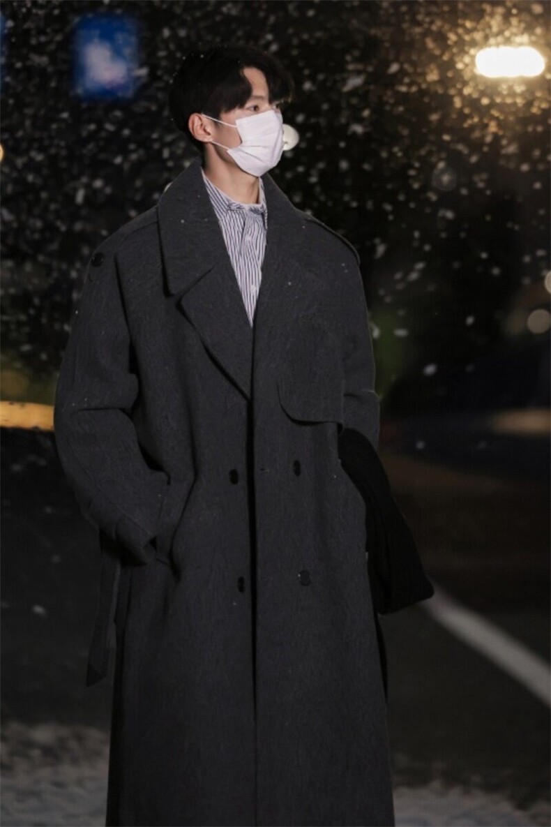 现货高品质韩系中长款毛呢大衣男高级感风衣外套812-F632-P128,男装风衣,星座812