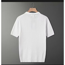 条纹丝光针织夏季男士外贸轻商务休闲时尚百搭半开翻领POLO衫潮，男装Polo衫，星座506A