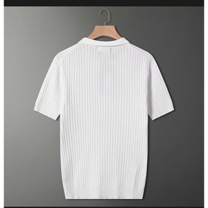 条纹丝光针织夏季男士外贸轻商务休闲时尚百搭半开翻领POLO衫潮图片