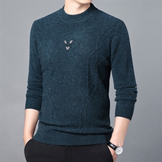 CM61126钱塘2020-2中年男士冬季厚款半高领时尚休闲羊毛衫P147，男装针织衫/毛衣，钱塘207-2