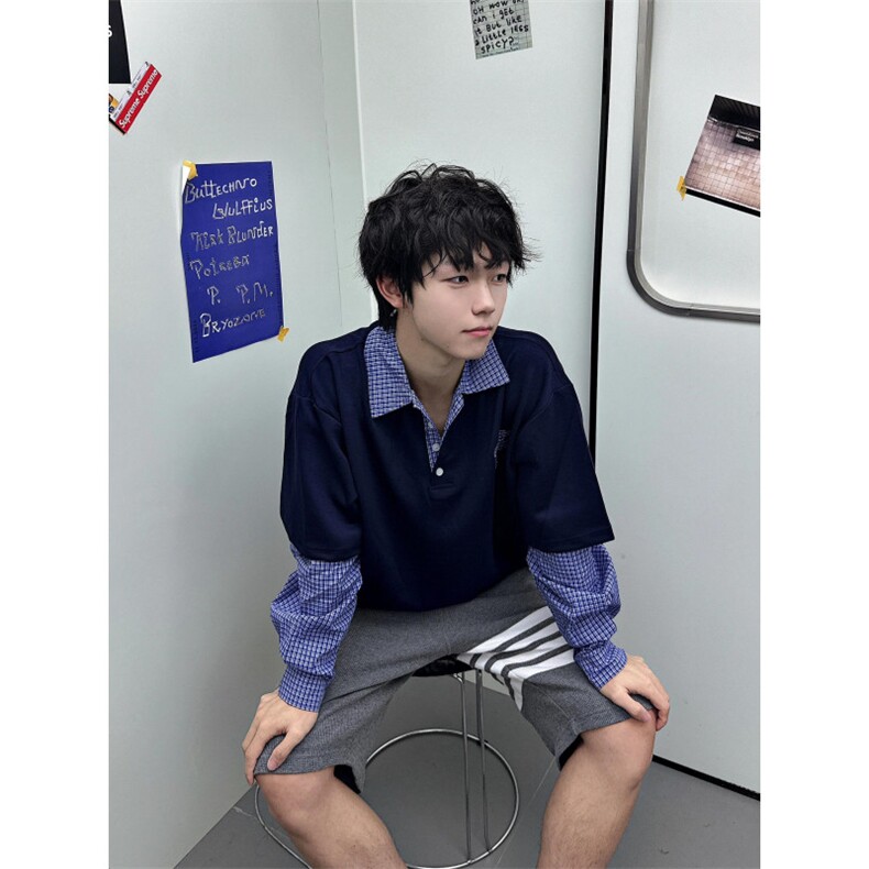 【有货】cleanfit拼接卫衣男春秋格子衬衫设计感外套C19CC-P45,男装卫衣,星座1007（原301D）