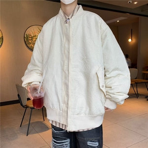 美式棒球服男高街vibe潮牌设计压皱拉链外套宽松飞行员夹克 WT63图片
