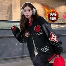 1506-1/J57831/P69徽章拼接撞色棒球服外套男女秋冬潮牌美式，女装短外套，星座1506-1