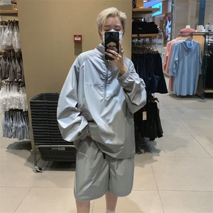 运动套装男夏薄款速干透气防晒衣外套夏装搭配套装F15 P48图片