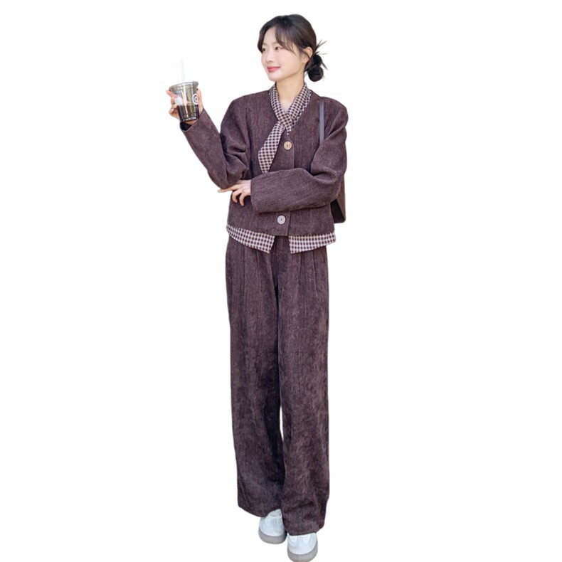 现货新款假两件上衣阔腿裤两件套26159P180K278,女装套装/套裙,2D035